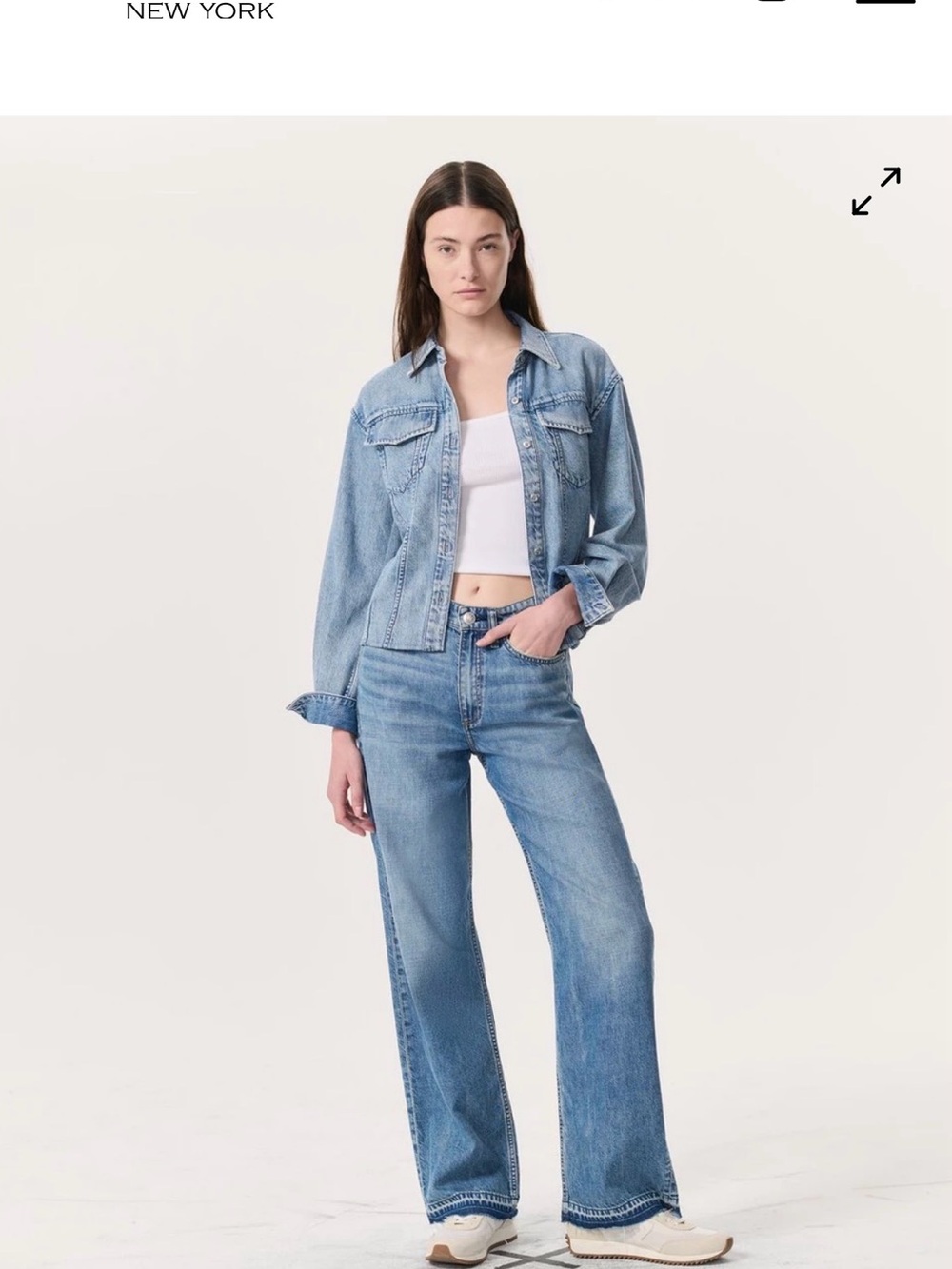 rag & bone Light Blue Denim Wide Leg Jeans